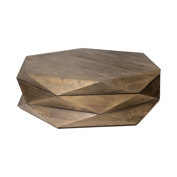48" Brown Solid And Manufactured Wood Hexagon Coffee Table N270-376278