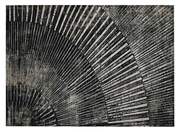 2' X 3' Black and Ivory Abstract Washable Non Skid Indoor Outdoor Area Rug N270-561948