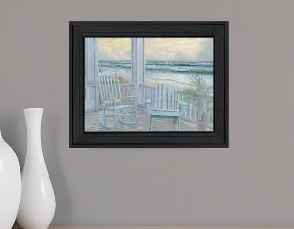 Coastal Porch Black Framed Print Wall Art N270-529936
