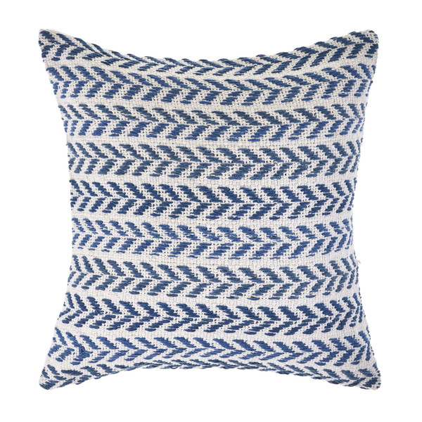 Set of Four 18" X 18" Blue Beach Chevron Cotton Zippered Pillow N270-535284
