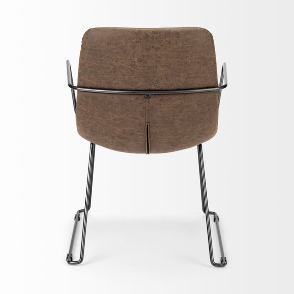 Brown And Black Upholstered Faux Leather Dining Arm Chair N270-380413