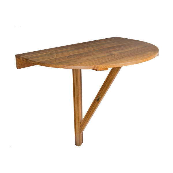 24" Brown Half Round Solid Wood Folding Outdoor Balcony Table N270-479051