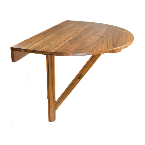 24" Brown Half Round Solid Wood Folding Outdoor Balcony Table N270-479051