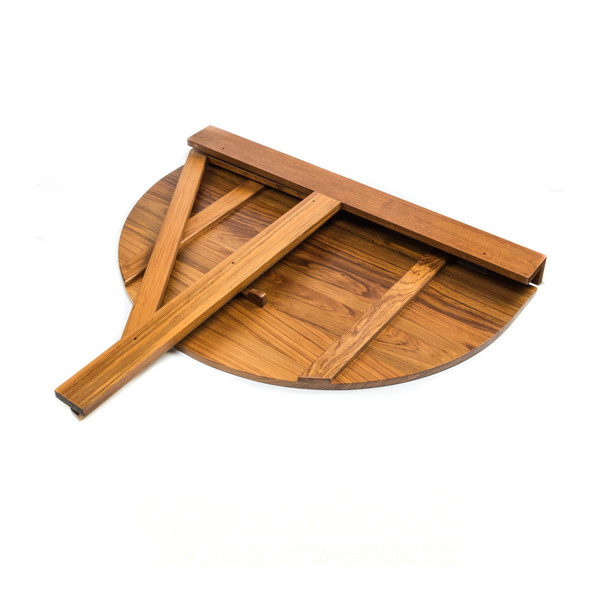 24" Brown Half Round Solid Wood Folding Outdoor Balcony Table N270-479051
