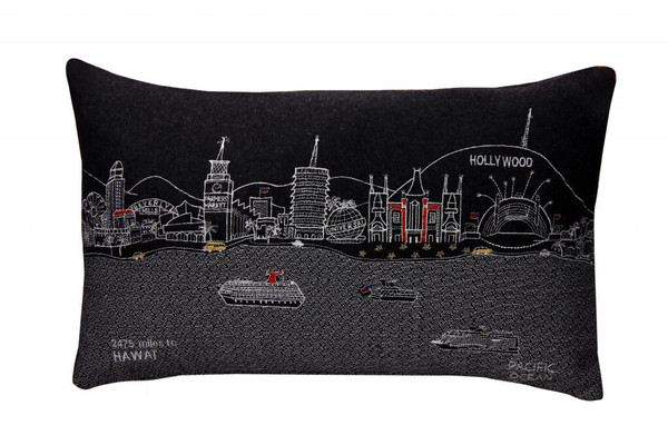 14" X 24" Black Gray and White Hometown Pride Wool Lumbar Throw Pillow N270-482500