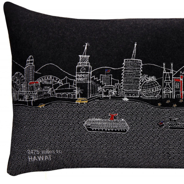 14" X 24" Black Gray and White Hometown Pride Wool Lumbar Throw Pillow N270-482500