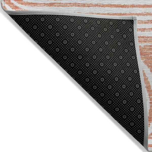 3' X 5' Orange and Ivory Abstract Washable Non Skid Indoor Outdoor Area Rug N270-561861