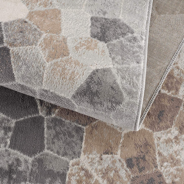 8' X 11' Beige Cobblestone Pattern Area Rug N270-395853