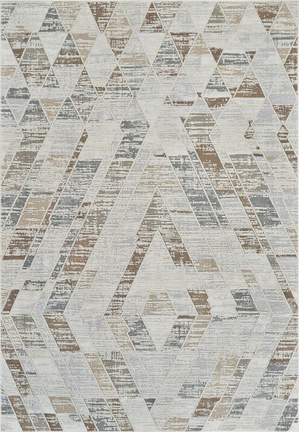 7' X 10' Beige and Brown Abstract Distressed Area Rug N270-558854