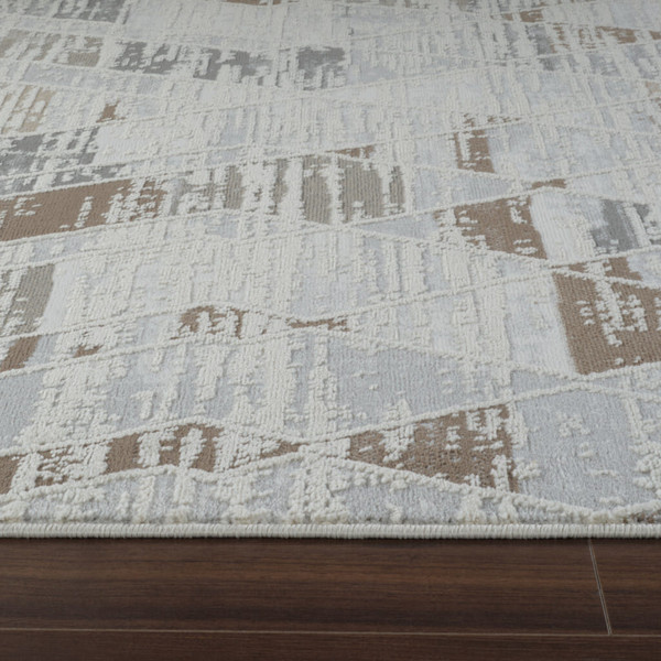 7' X 10' Beige and Brown Abstract Distressed Area Rug N270-558854