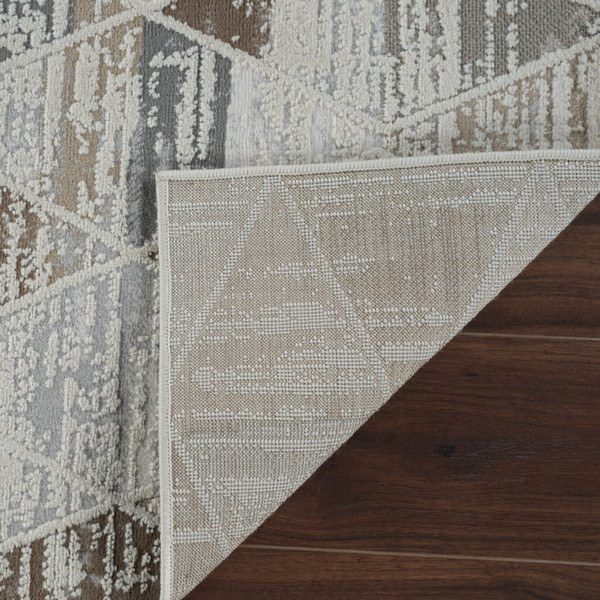 7' X 10' Beige and Brown Abstract Distressed Area Rug N270-558854