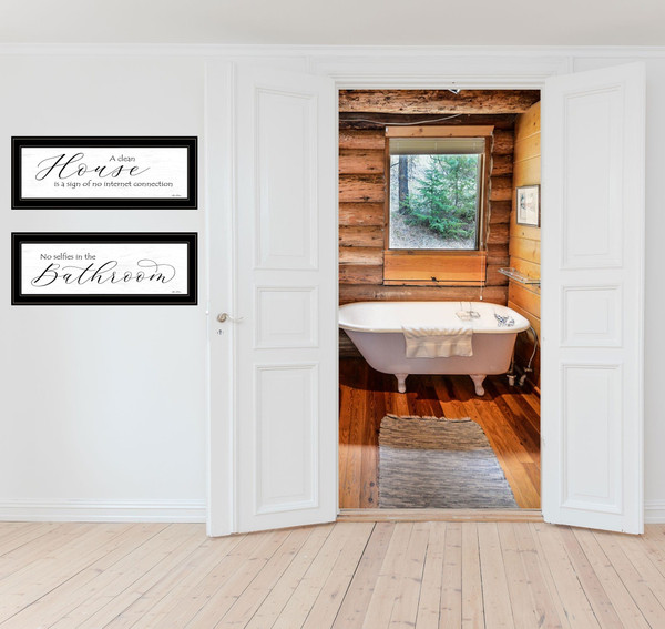 Set Of Two Household Humor 3 Black Framed Print Bathroom Wall Art N270-406072