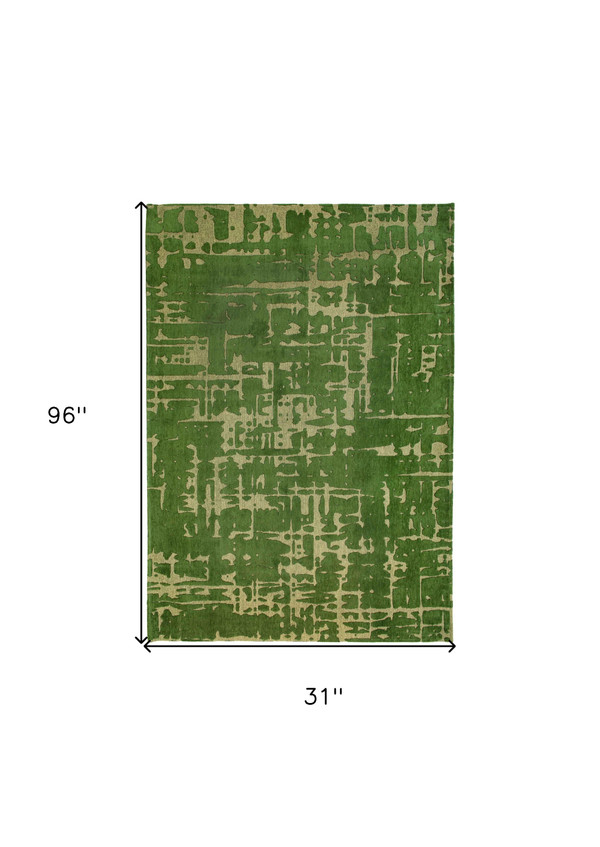 10' Green Abstract Non Skid Area Rug N270-551696
