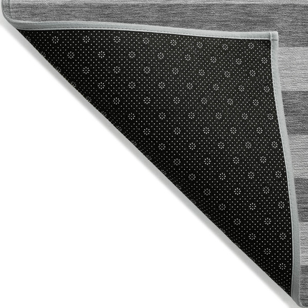 8' X 10' Gray and White Striped Washable Non Skid Indoor Outdoor Area Rug N270-561083