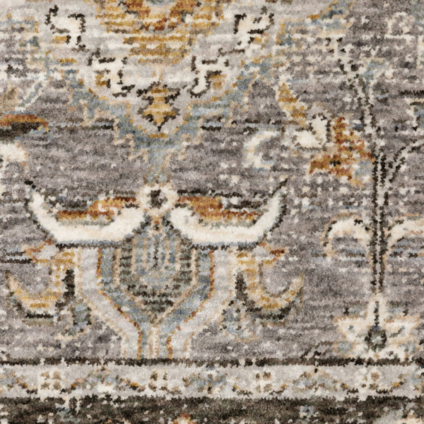 2' X 3' Grey And Blue Oriental Power Loom Stain Resistant Area Rug With Fringe N270-509429