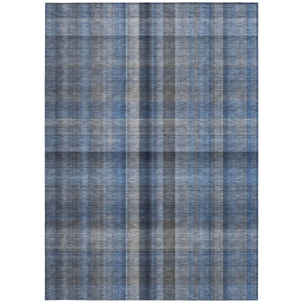 8' X 10' Blue Plaid Washable Non Skid Indoor Outdoor Area Rug N270-562215