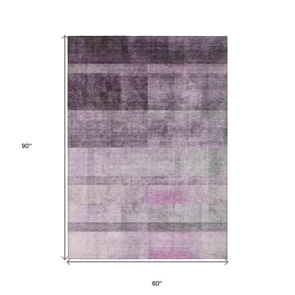 5' X 8' Purple Ombre Washable Non Skid Indoor Outdoor Area Rug N270-563668