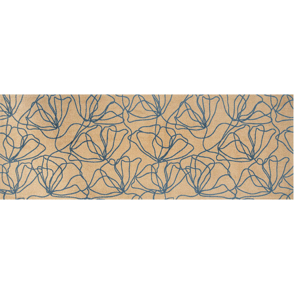6' Beige and Blue Floral Washable Non Skid Area Rug With UV Protection N270-568161