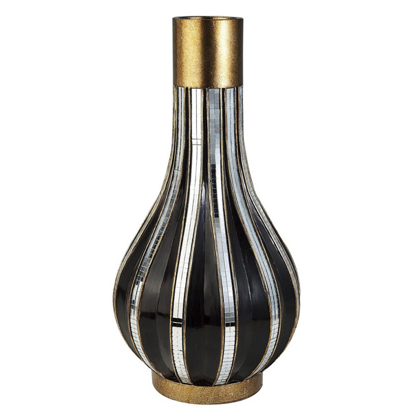 16" Gold and Black Striped Bud Polyresin Table Vase N270-468946