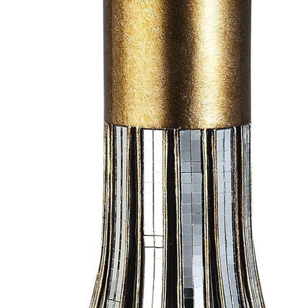 16" Gold and Black Striped Bud Polyresin Table Vase N270-468946