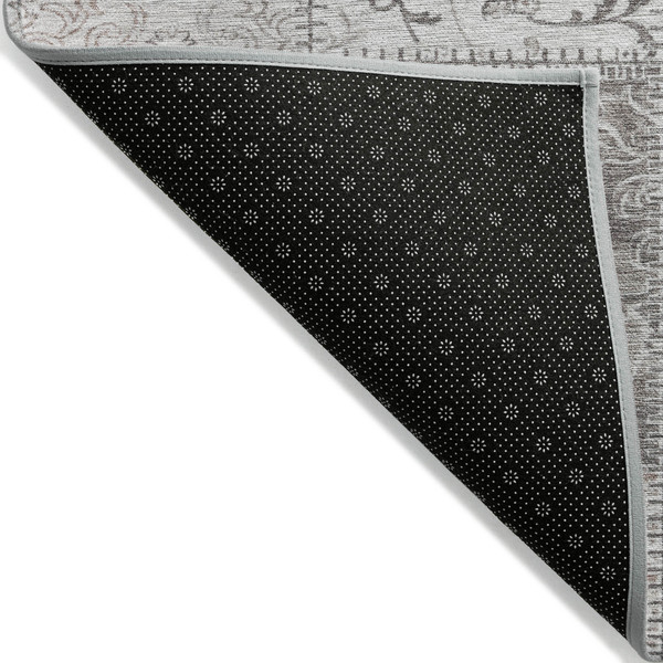 8' Round Taupe and Ivory Round Patchwork Washable Non Skid Indoor Outdoor Area Rug N270-563579