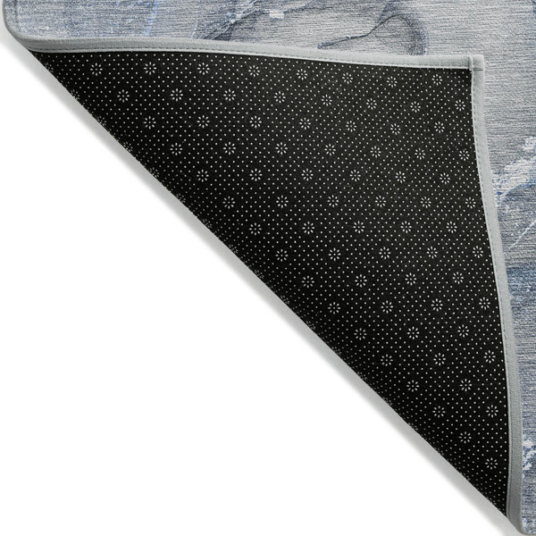 8' Round Blue and Gray Round Abstract Washable Non Skid Indoor Outdoor Area Rug N270-560344