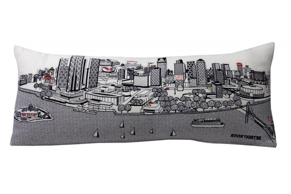 35" White Detroit Daylight Skyline Lumbar Decorative Pillow N270-482556