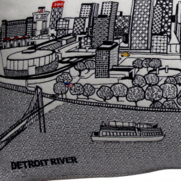 35" White Detroit Daylight Skyline Lumbar Decorative Pillow N270-482556