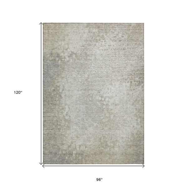 8' X 10' Beige Washable Non Skid Indoor Outdoor Area Rug N270-563490