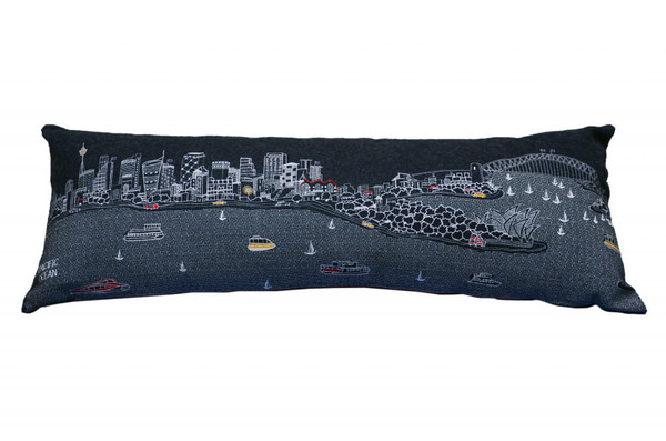 46" Black Sydney Nighttime Skyline Lumbar Decorative Pillow N270-482468