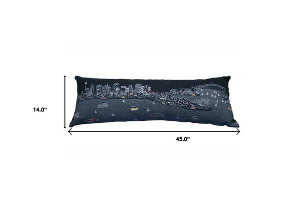 46" Black Sydney Nighttime Skyline Lumbar Decorative Pillow N270-482468