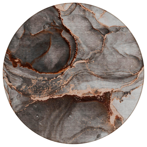 8' Round Peach Round Abstract Washable Non Skid Indoor Outdoor Area Rug N270-560632
