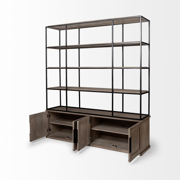 Light Brown Wood And Iron Shelving Unit With 3 Shelves N270-380591