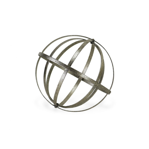 10" Speckled Gray Metal Orb Decorative Sculpture N270-399655