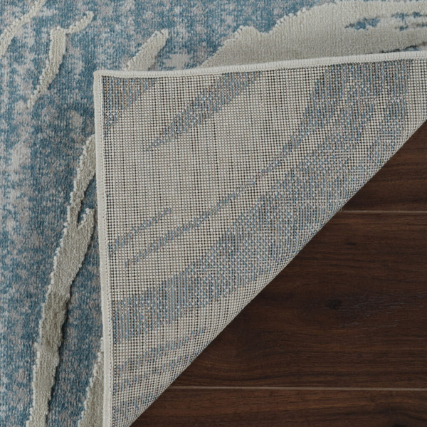 5' X 8' Blue and Beige Abstract Distressed Area Rug N270-558829