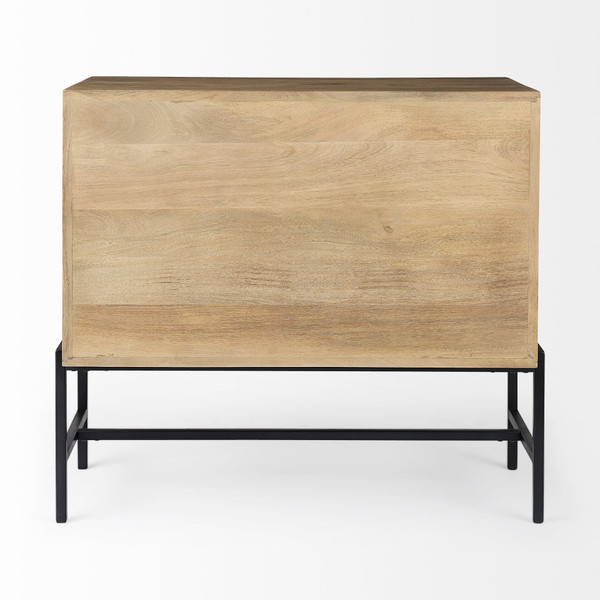 36" Natural Solid Wood Sideboard with Two Glass Doors N270-391975