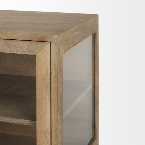 36" Natural Solid Wood Sideboard with Two Glass Doors N270-391975