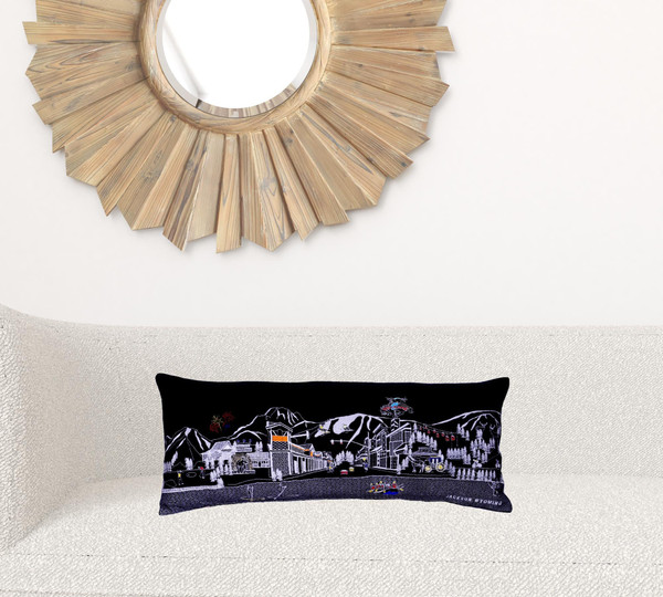 35" Black Jackson Nighttime Skyline Lumbar Decorative Pillow N270-482565
