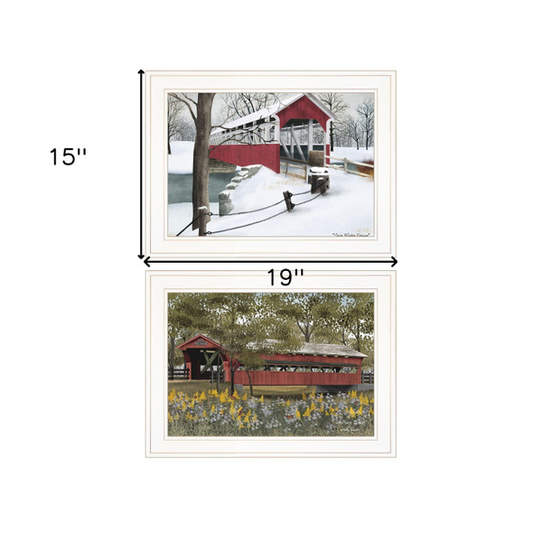 Set Of Two Covered Bridge Collection II 1 White Framed Print Wall Art N270-406201