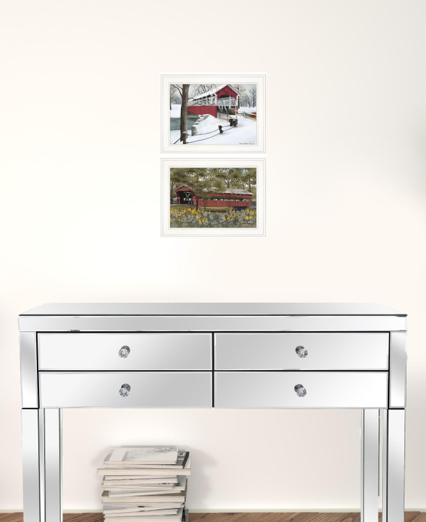 Set Of Two Covered Bridge Collection II 1 White Framed Print Wall Art N270-406201