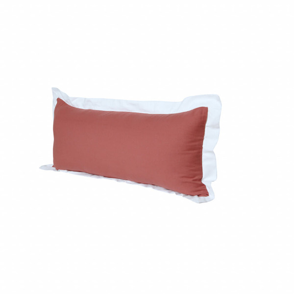14" X 36" Deep Coral And White 100% Cotton Geometric Zippered Pillow N270-517305