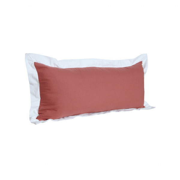 14" X 36" Deep Coral And White 100% Cotton Geometric Zippered Pillow N270-517305