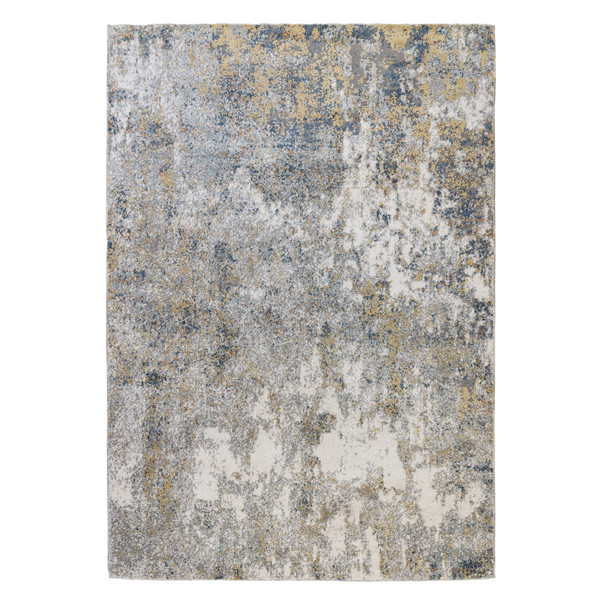 8' X 10' Ivory Blue and Yellow Abstract Power Loom Area Rug N270-532373