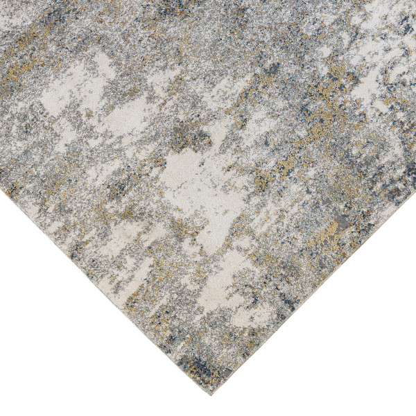 8' X 10' Ivory Blue and Yellow Abstract Power Loom Area Rug N270-532373