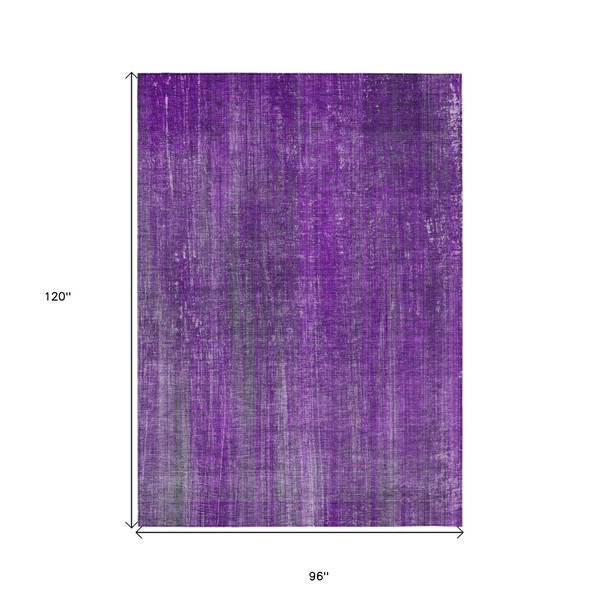 8' X 10' Purple Striped Washable Non Skid Indoor Outdoor Area Rug N270-562620