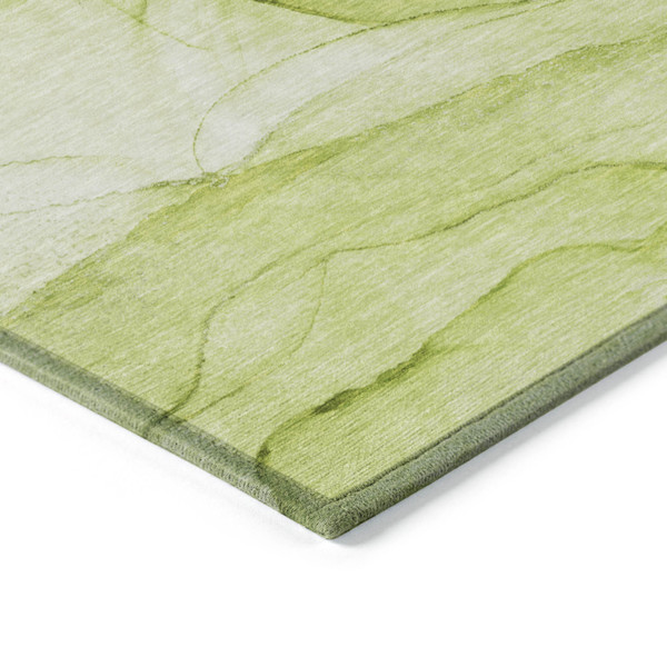 3' X 5' Green Abstract Washable Non Skid Indoor Outdoor Area Rug N270-559742