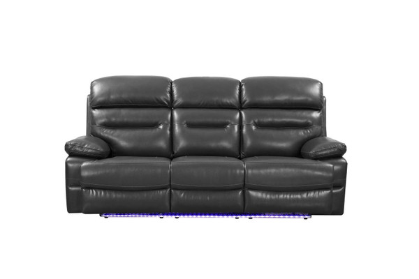89" Gray Faux Leather USB Sofa With Black Legs N270-366316