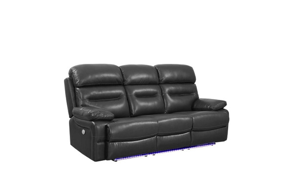 89" Gray Faux Leather USB Sofa With Black Legs N270-366316