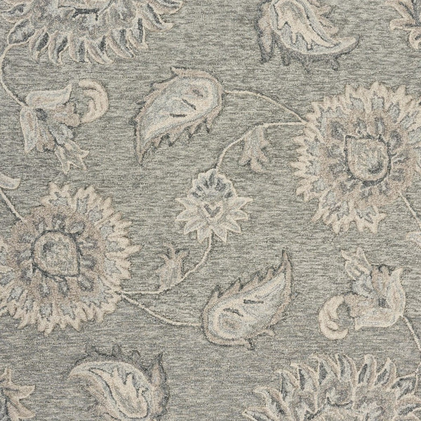 7' Gray Round Wool Hand Tufted Area Rug N270-396284