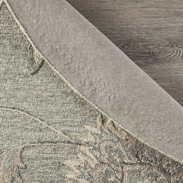 7' Gray Round Wool Hand Tufted Area Rug N270-396284